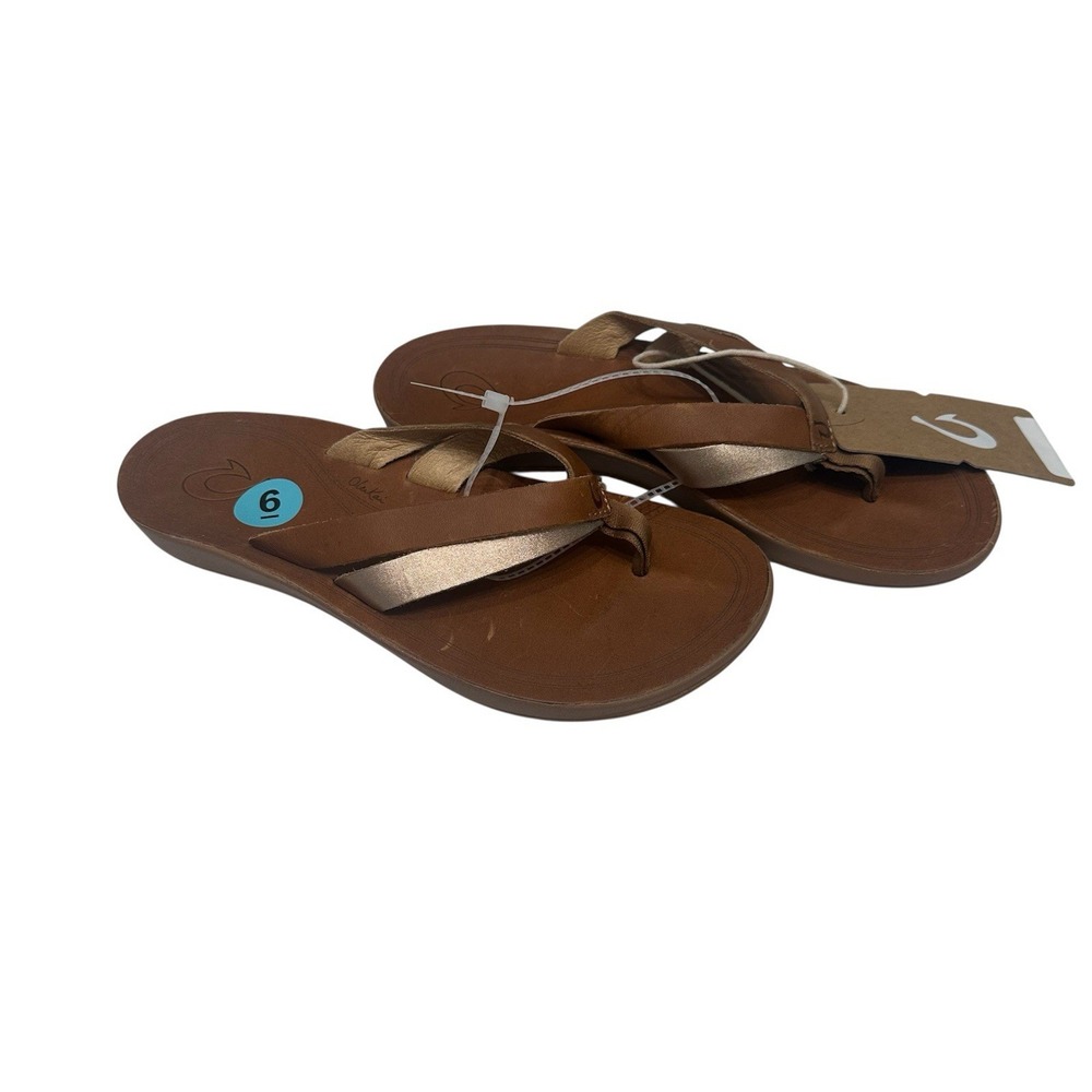 Olukai Women's Ross Hash Sandals Brown Size 6 NWT